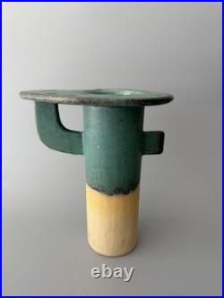 Barbara Dowling Sculptural Studio Pottery Vase Signed BD Abstract Modernist Form