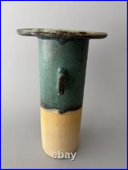 Barbara Dowling Sculptural Studio Pottery Vase Signed BD Abstract Modernist Form