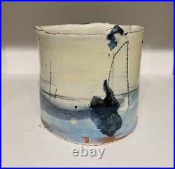 Barry Stedman Vessel with Blue and Black Studio Pottery Interest