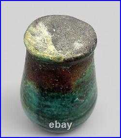 Beautiful Abdo Nagi Mottled Turquoise Raku Studio Pottery Vase