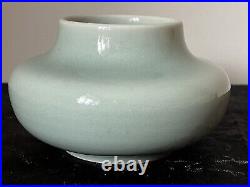 Beautiful Agnete Hoy Celadon Green Glaze Squat Baluster Vase (Bullers Studio)