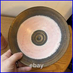 Beautiful Martin Silber Studio Pottery Bowl And Vase Pink Bronze Lucie Rie Style