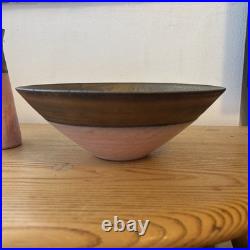 Beautiful Martin Silber Studio Pottery Bowl And Vase Pink Bronze Lucie Rie Style