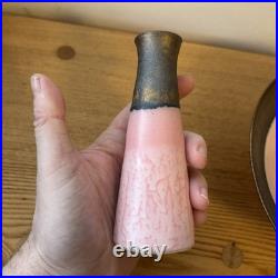 Beautiful Martin Silber Studio Pottery Bowl And Vase Pink Bronze Lucie Rie Style