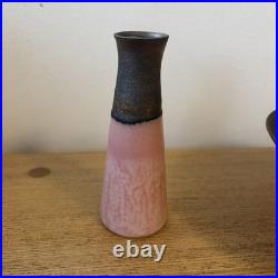 Beautiful Martin Silber Studio Pottery Bowl And Vase Pink Bronze Lucie Rie Style