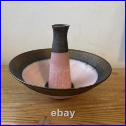 Beautiful Martin Silber Studio Pottery Bowl And Vase Pink Bronze Lucie Rie Style
