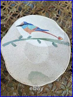 Beautiful Whimsical JILL FANSHAWE KATO Kingfisher Dish Studio Art Pottery