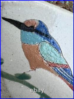 Beautiful Whimsical JILL FANSHAWE KATO Kingfisher Dish Studio Art Pottery