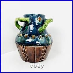 Belgium Flemish Vintage Vase Art Nouveau Studio Pottery Twist Handled