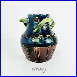 Belgium Flemish Vintage Vase Art Nouveau Studio Pottery Twist Handled