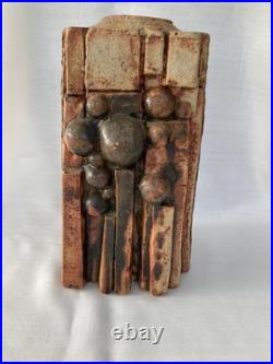 Bernard Rooke MCM Brutalist studio pottery sculpture vase - 10 1/4 inches high