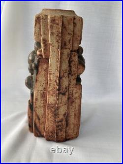 Bernard Rooke MCM Brutalist studio pottery sculpture vase - 10 1/4 inches high