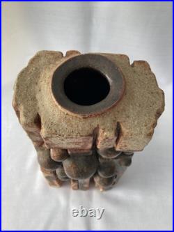 Bernard Rooke MCM Brutalist studio pottery sculpture vase - 10 1/4 inches high