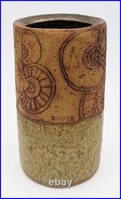 Bernard Rooke Studio Stoneware Pottery Fossil Vase 20th Century Bernard Rooke Studio Stoneware Pottery Fossil Vase 20th Century