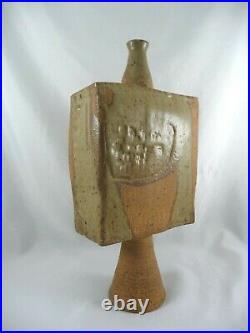 Betty Feves Studio Pottery Stylized Slab Vessel Ceramic Bud Vase Sculpture PNW