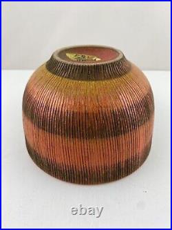 Bitossi MCM Italian Studio Pottery Sgraffito Orange And Brown Striped