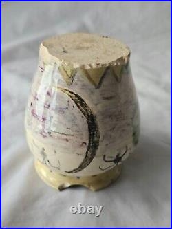 Bloomsbury style studio pottery vase, naively painted with stylised spiders