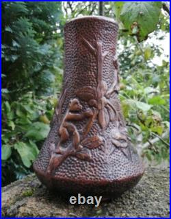 Booth & Co Rare Delhi Ware Bretby Studio Pottery Vase Marked 2100 Monkey's