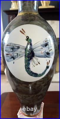 Brian Dickenson Large Studio Pottery Vase Insect Design Brian Dickenson Large Studio Pottery Vase Insect Design