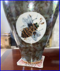Brian Dickenson Large Studio Pottery Vase Insect Design Brian Dickenson Large Studio Pottery Vase Insect Design