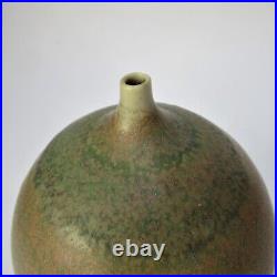 Bridget Drakeford, green glazed studio pottery porcelain bottle vase, c2000