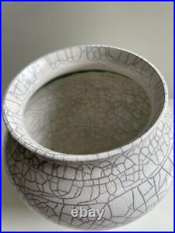 Bruce Chivers crackle glaze Raku studio pottery vase