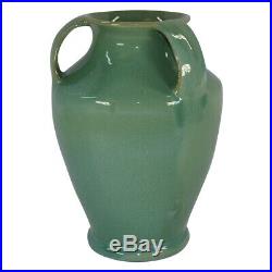 Bybee Kentucky Pottery High Glaze Green Three Handled Vase