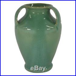 Bybee Kentucky Pottery High Glaze Green Three Handled Vase