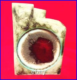 CARN POTTERY RED SPOT SLOPED LEDGE VASE SIGNED by JOHN BEUSMANS RARE