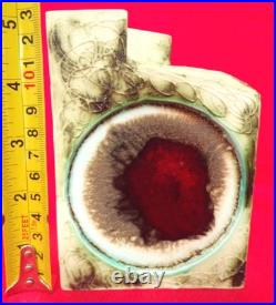 CARN POTTERY RED SPOT SLOPED LEDGE VASE SIGNED by JOHN BEUSMANS RARE