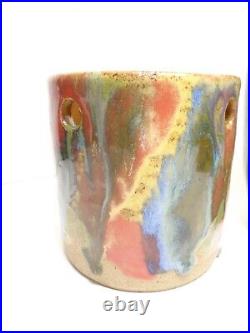 Canister Pitcher 3 Pc Set Studio Art Pottery Rainbow Drip Glaze Vtg 2002 Signed