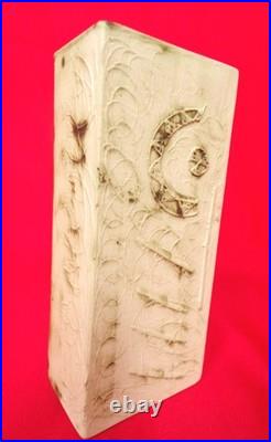 Carn Pottery Flat Box Vase Sea Blue Gloss Glaze Triangles Signed J Beusmans Rare