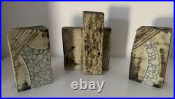Carn Pottery Vase Vintage Cornish Pottery Unique Abstract Design 3 piece set Carn Pottery Vase Vintage Cornish Pottery Unique Abstract Design 3 piece set