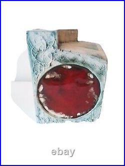 Carn Studio Pottery Red Spot Glazed Chimney Vase Signed J Beusmans