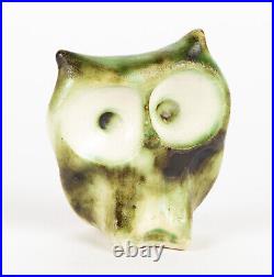Carn -seated Owl- Studio Art Pottery Green/brown Glazed Bird Figure Model