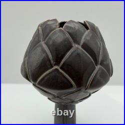Caro Gates Studio Pottery Artichoke Thistle Vase Hand Carved Ceramic Sculpture