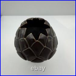 Caro Gates Studio Pottery Artichoke Thistle Vase Hand Carved Ceramic Sculpture