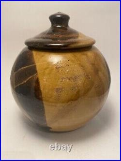 Carole Glover Studio Pottery Large Round Decorative Vase Jar With Lid Carole Glover Studio Pottery Large Round Decorative Vase Jar With Lid