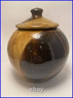 Carole Glover Studio Pottery Large Round Decorative Vase Jar With Lid Carole Glover Studio Pottery Large Round Decorative Vase Jar With Lid
