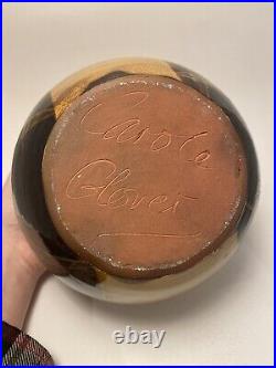 Carole Glover Studio Pottery Large Round Decorative Vase Jar With Lid Carole Glover Studio Pottery Large Round Decorative Vase Jar With Lid