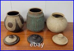 Charles Counts Studio Pottery Stoneware lidded pots rising fawn (3) mid century