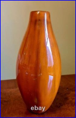Charming Decorative Studio Pottery Vase Orange Mid Century Modern Tear Drop 21cm