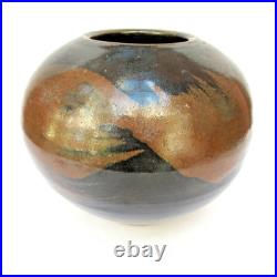 Chris Carter, vintage British studio pottery stoneware globular vase, c1980