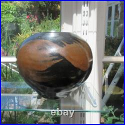 Chris Carter, vintage British studio pottery stoneware globular vase, c1980