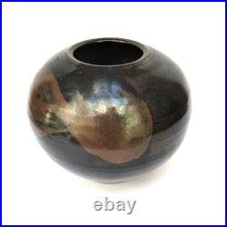 Chris Carter, vintage British studio pottery stoneware globular vase, c1980