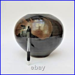 Chris Carter, vintage British studio pottery stoneware globular vase, c1980