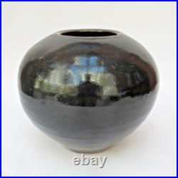 Chris Carter, vintage British studio pottery stoneware globular vase, c1980