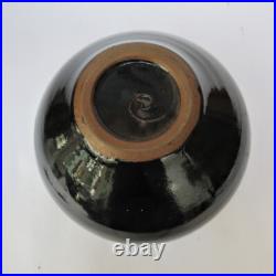 Chris Carter, vintage British studio pottery stoneware globular vase, c1980