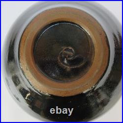 Chris Carter, vintage British studio pottery stoneware globular vase, c1980