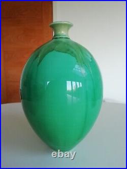 Chris Dawes Studio Pottery Crystalline Glaze Porceline Vase- Green